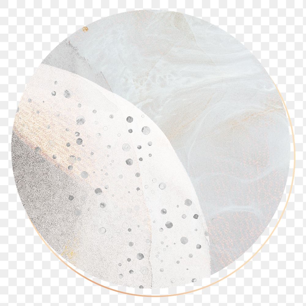 Aesthetic marble png badge sticker, grey design, transparent background