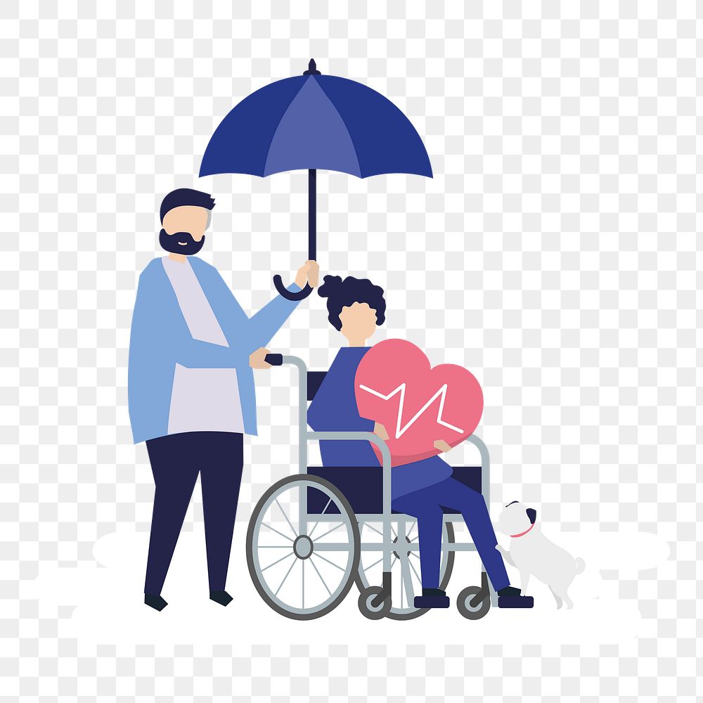 Woman in wheelchair png sticker, flat graphic, transparent background