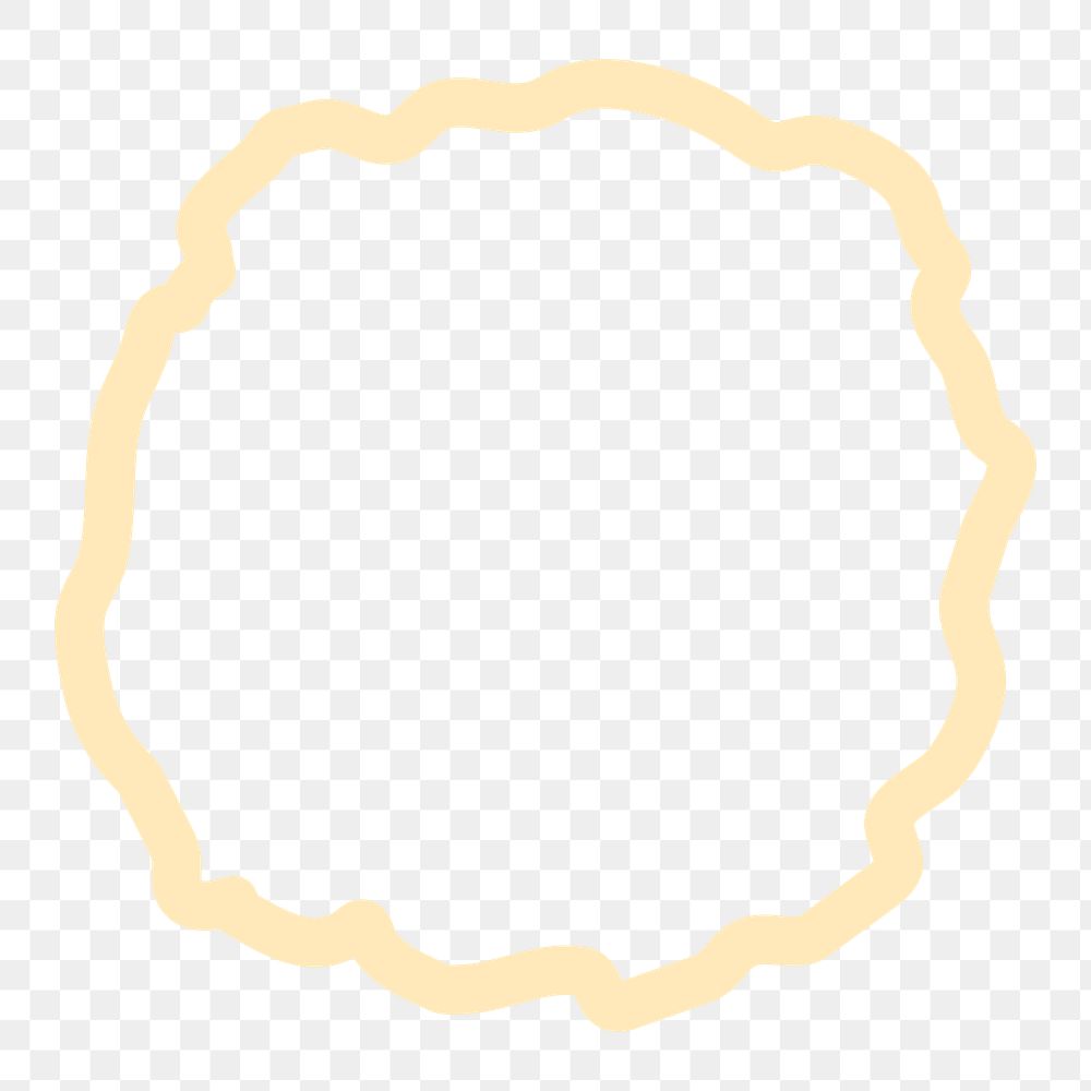 Yellow doodle frame png sticker, transparent background