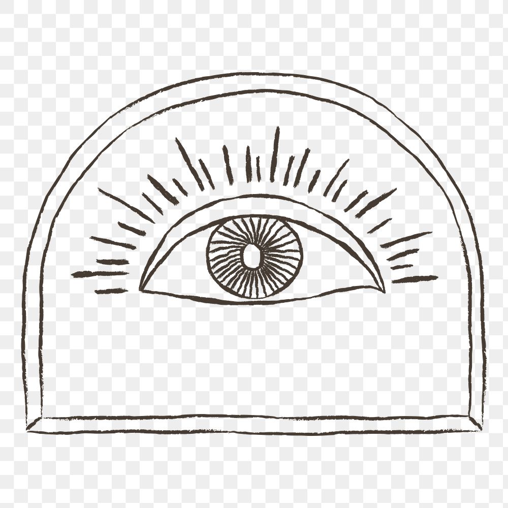 Spiritual eye doodle png sticker, transparent background