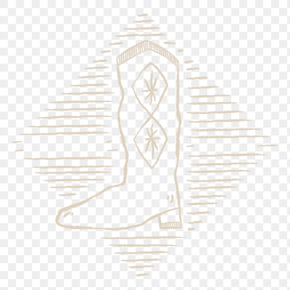 Retro cowboy boot png sticker, transparent background