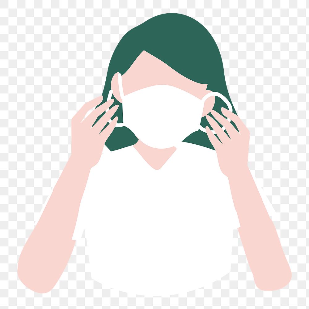 Wearing face mask png illustration sticker, transparent background