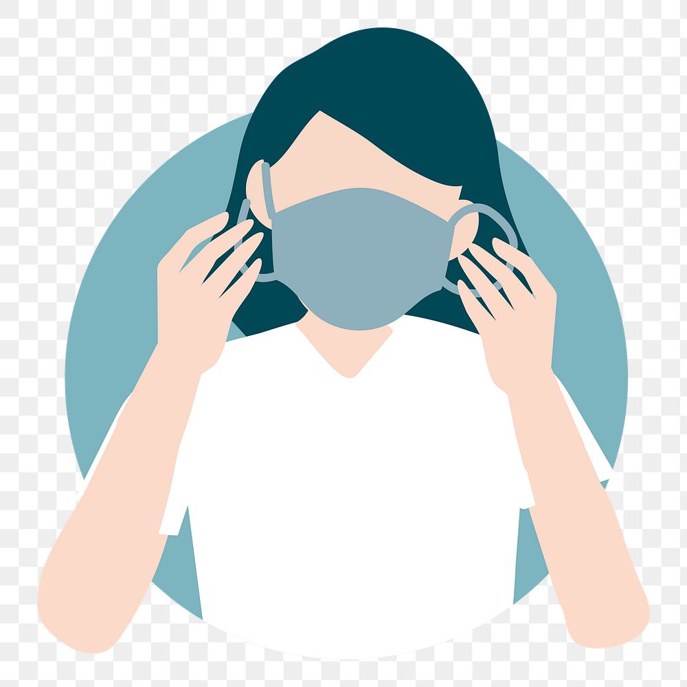 Wearing face mask png illustration sticker, transparent background