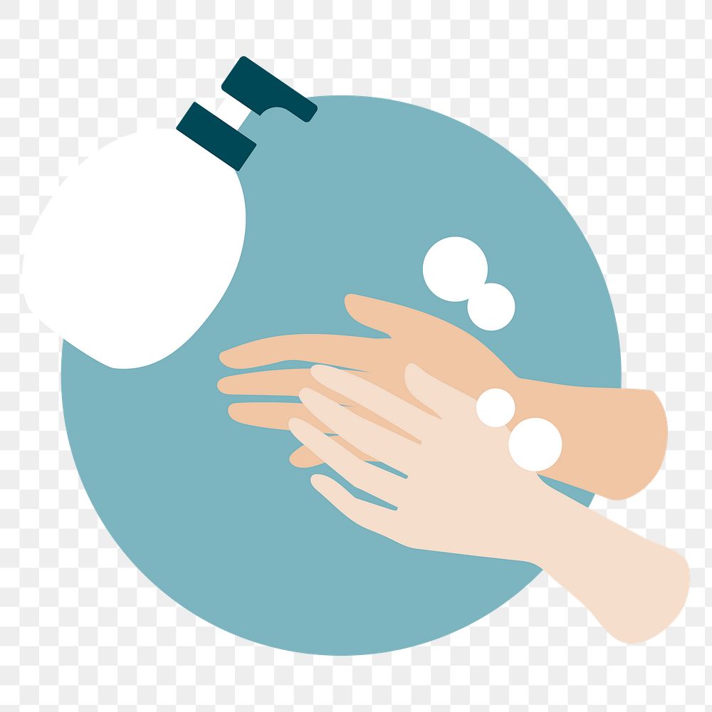 Hand washing png illustration sticker, transparent background