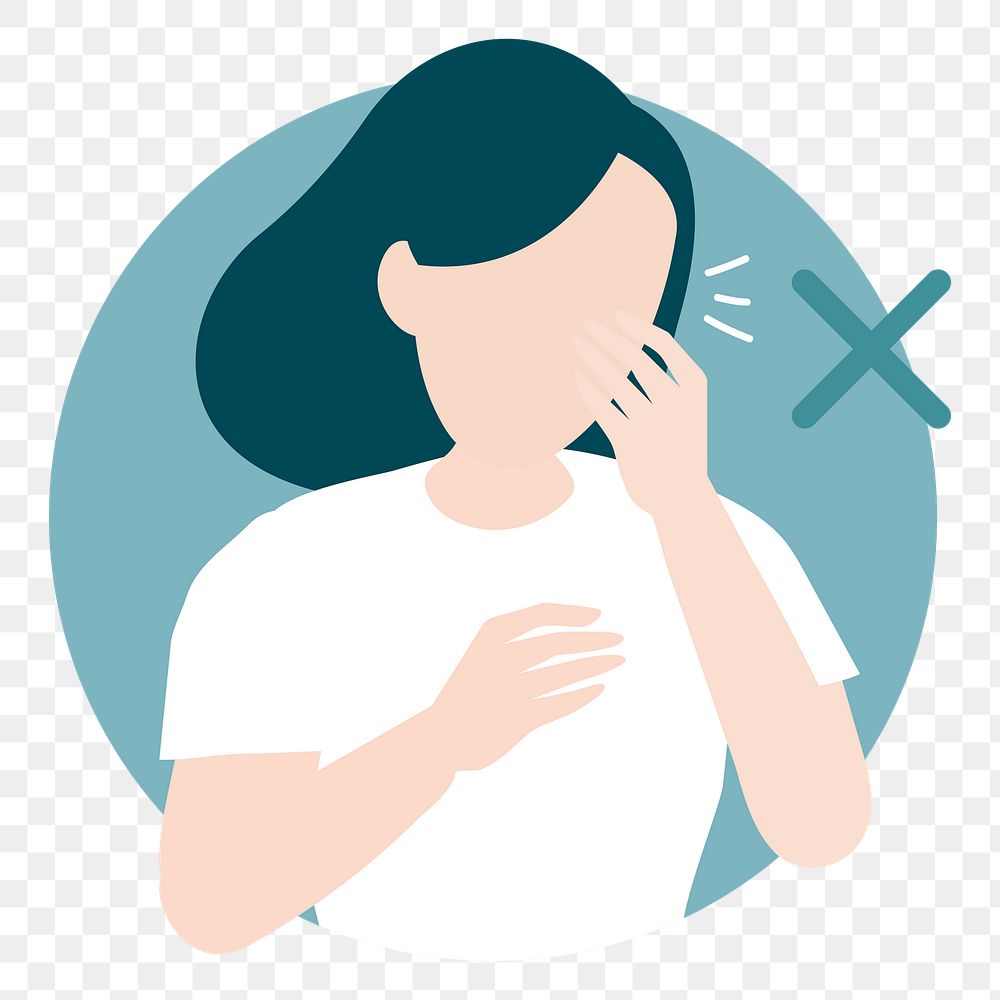Coughing woman png illustration sticker, transparent background