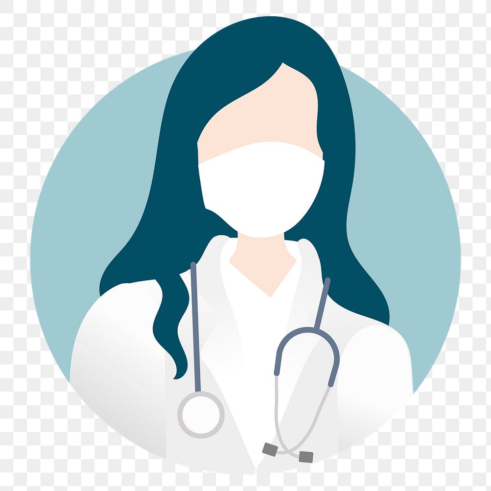 Female doctor png illustration sticker, transparent background