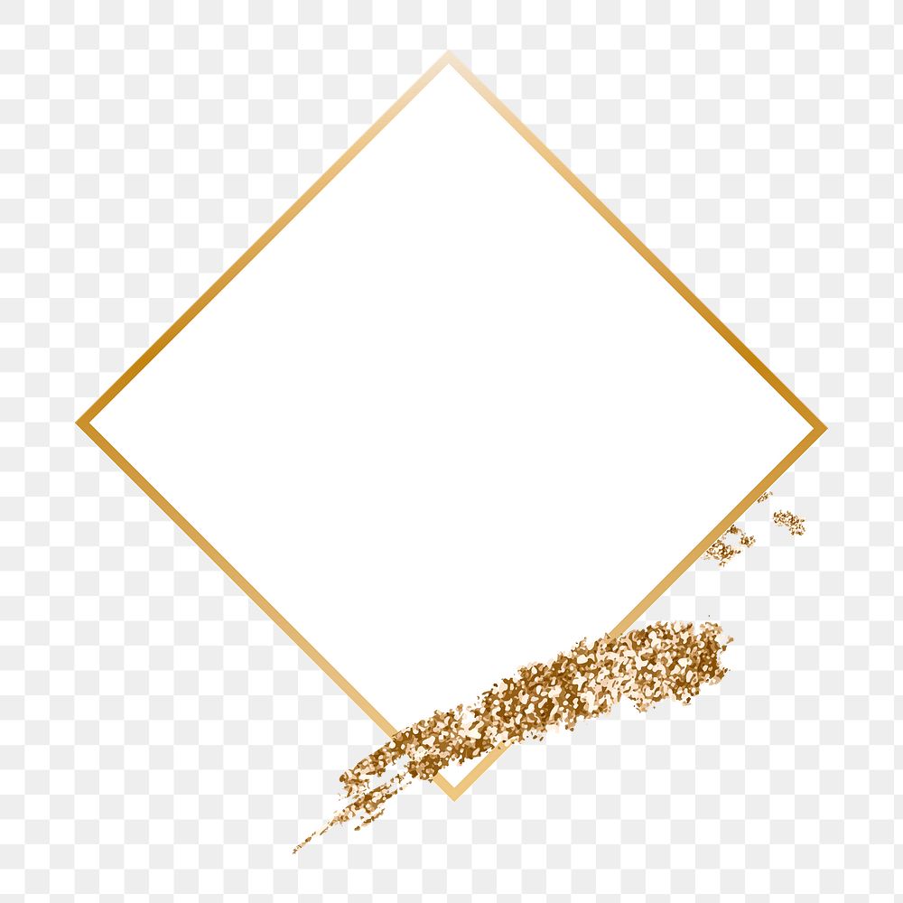 Gold frame png rhombus shape sticker, transparent background