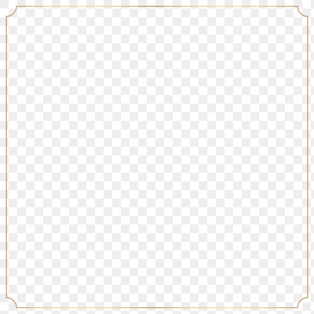 Gold square png frame element, wedding design, transparent background