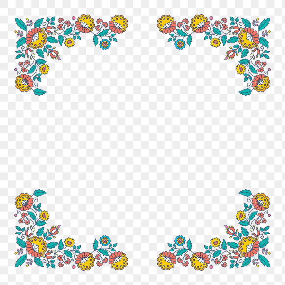 Floral border png illustration, transparent background. Free public domain CC0 image.