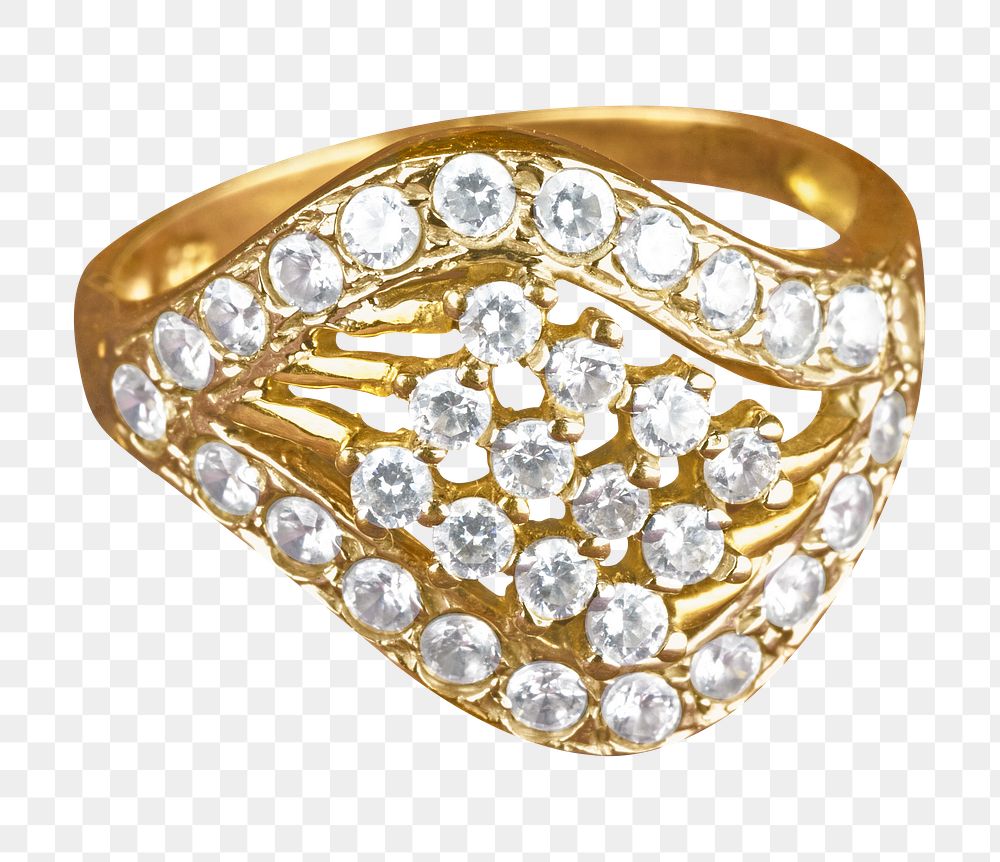 Diamond ring png sticker, gold design, transparent background