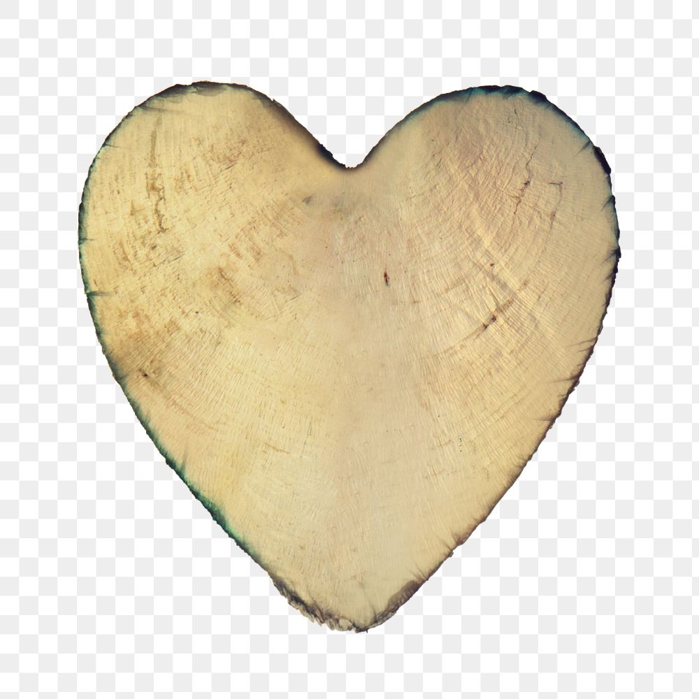 Wooden heart png sticker, transparent background