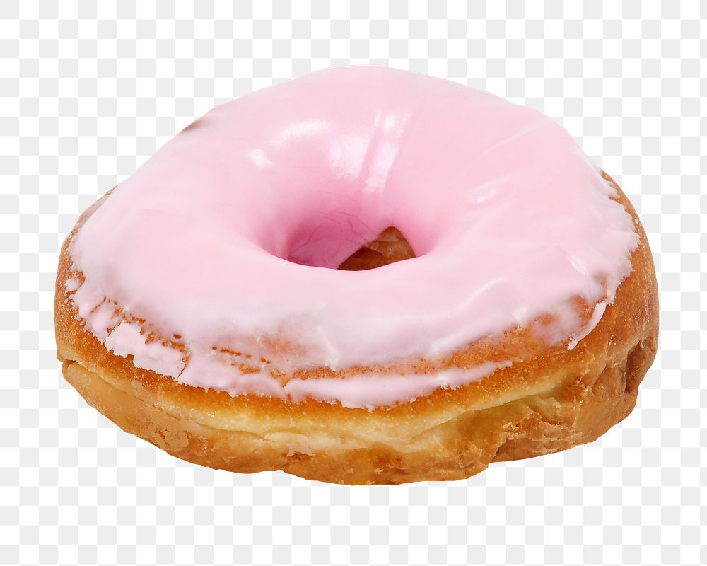 Pink donut png sticker, dessert, transparent background