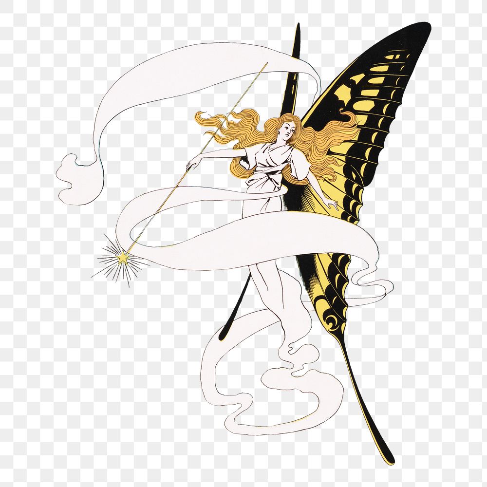 The Waterbury png butterfly fairy illustration, transparent background.  Remastered by rawpixel