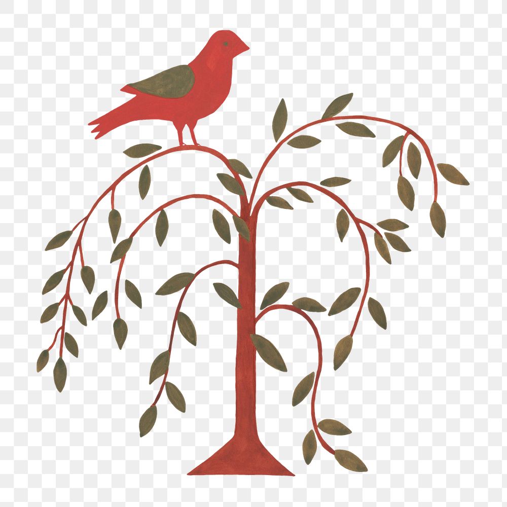 Bird on a tree png, transparent background.  Remastered by rawpixel