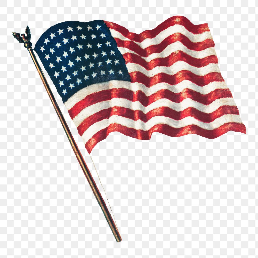 Aesthetic USA flag png on transparent background.  Remastered by rawpixel