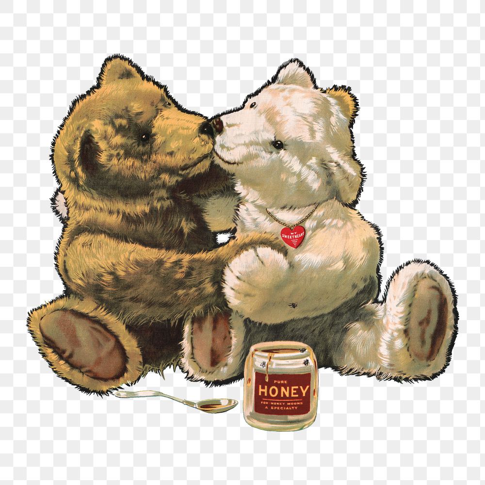 Aesthetic vintage bears  png on transparent background.   Remastered by rawpixel