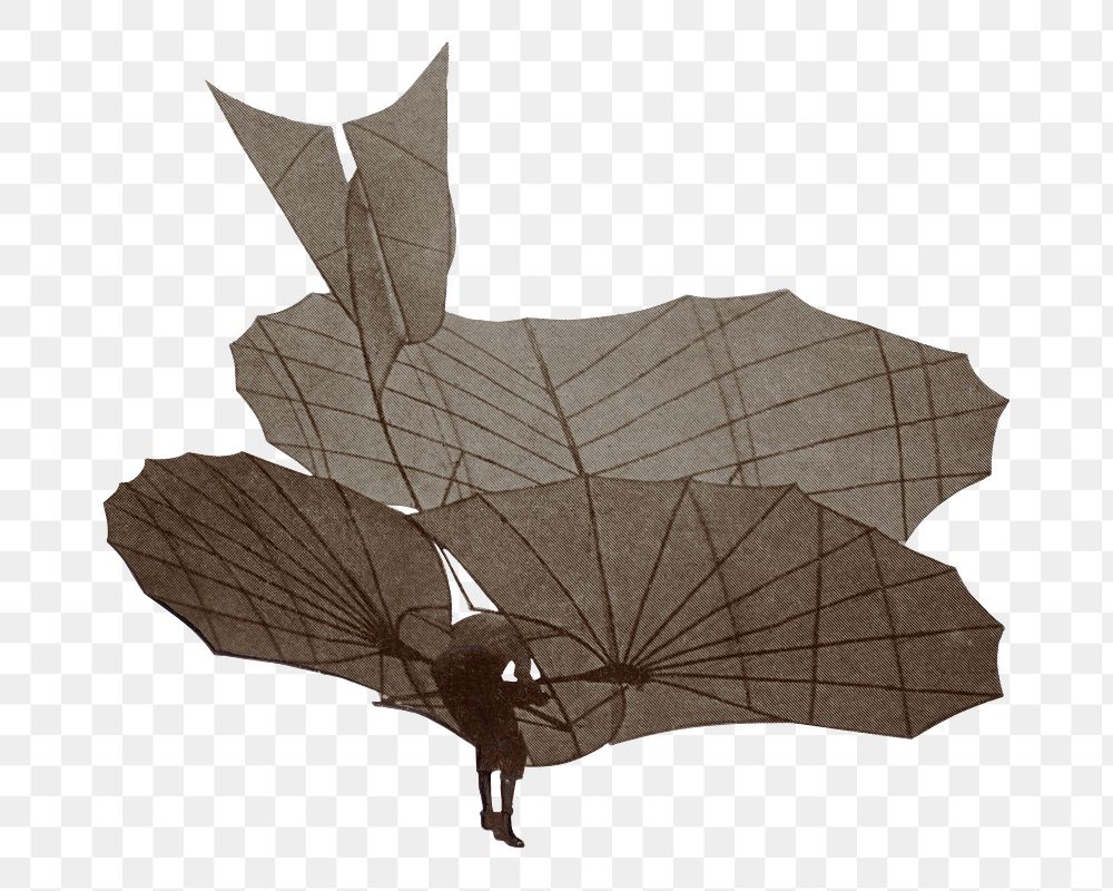 Aesthetic Otto Lilienthal's glider  png on transparent background.   Remastered by rawpixel