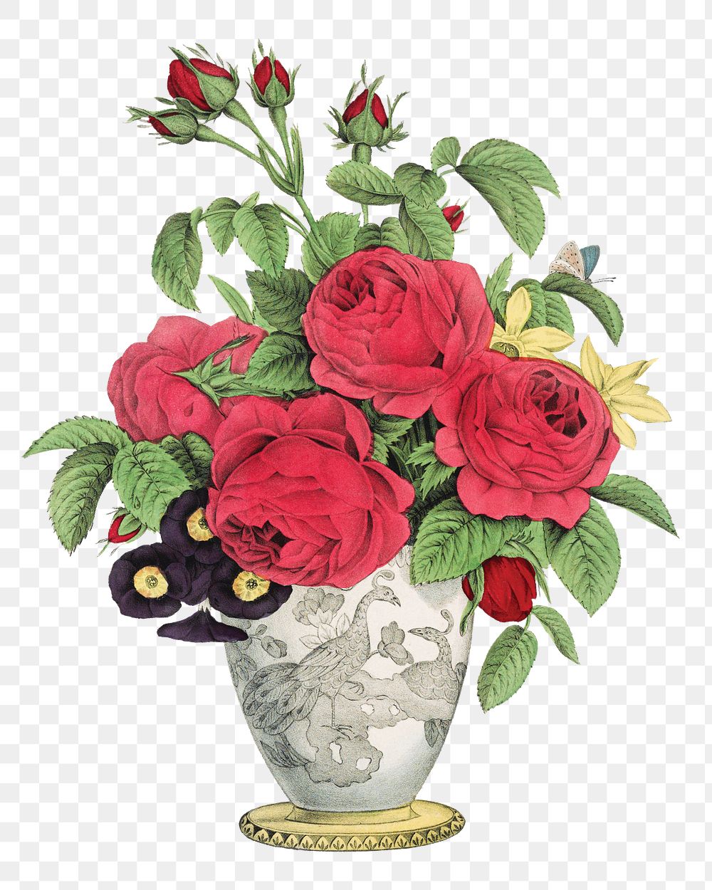 Aesthetic rose vase  png on transparent background.   Remastered by rawpixel