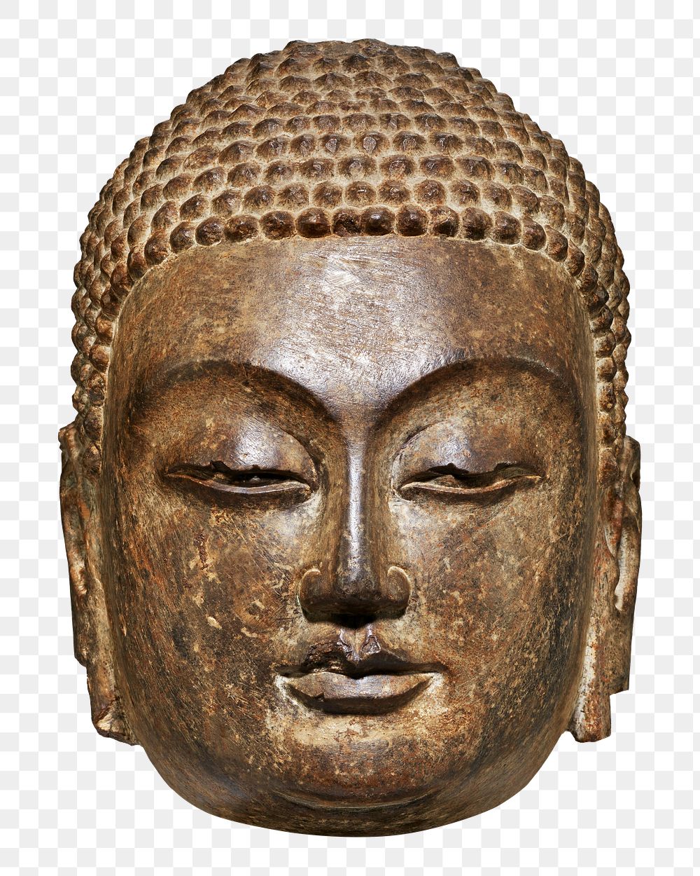 Aesthetic Buddha head png on transparent background, limestone sculpture.  Remastered by rawpixel
