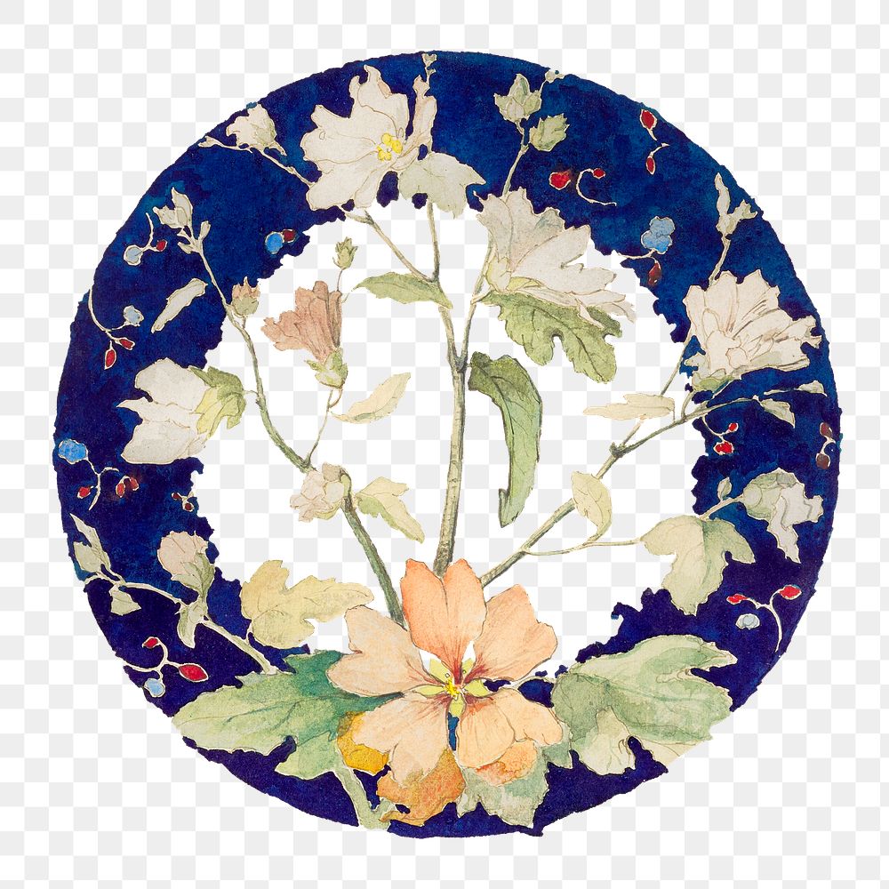 Floral plate png on transparent background.  Remastered by rawpixel