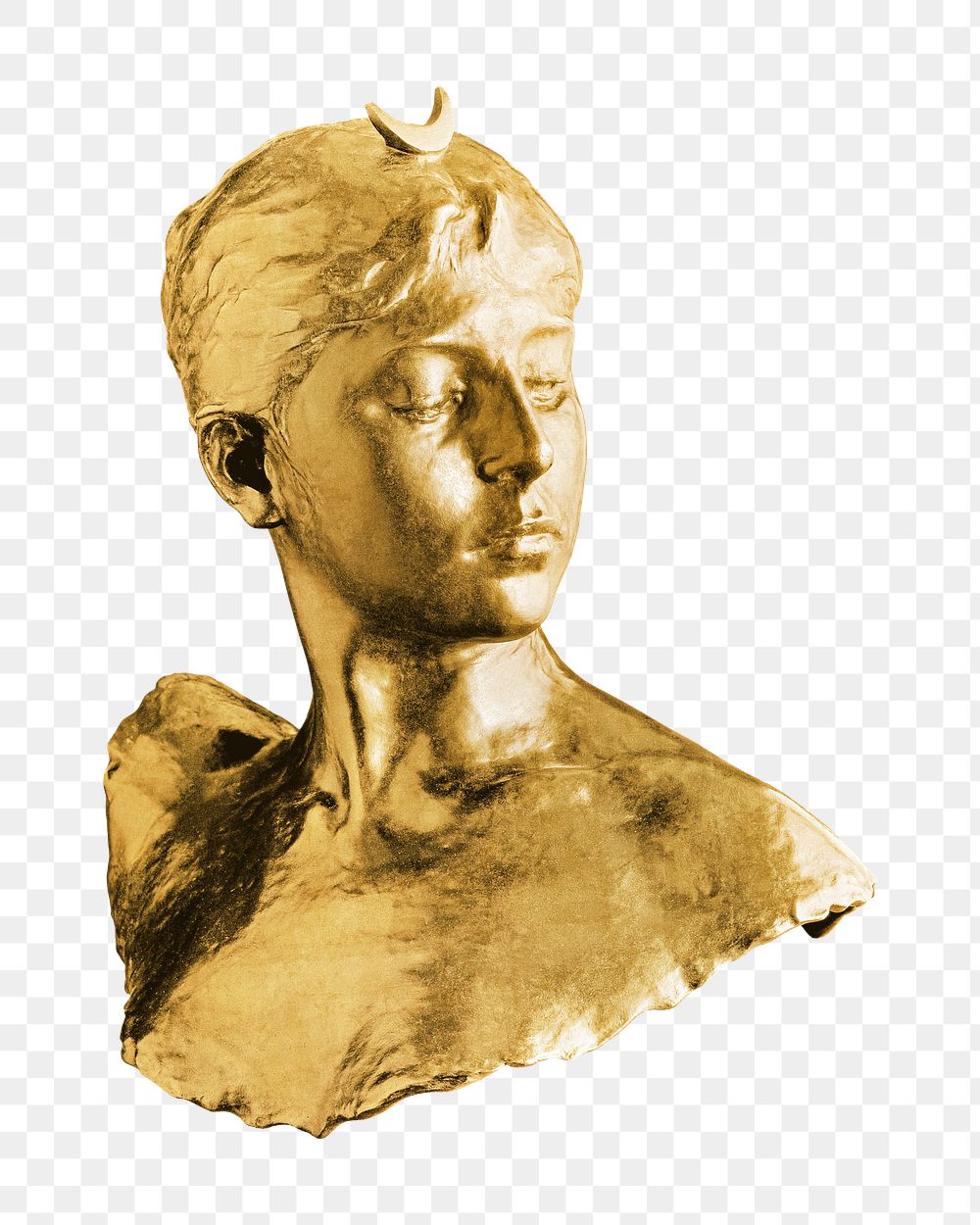 Aesthetic gold woman sculpture png on transparent background. Remixed by rawpixel.