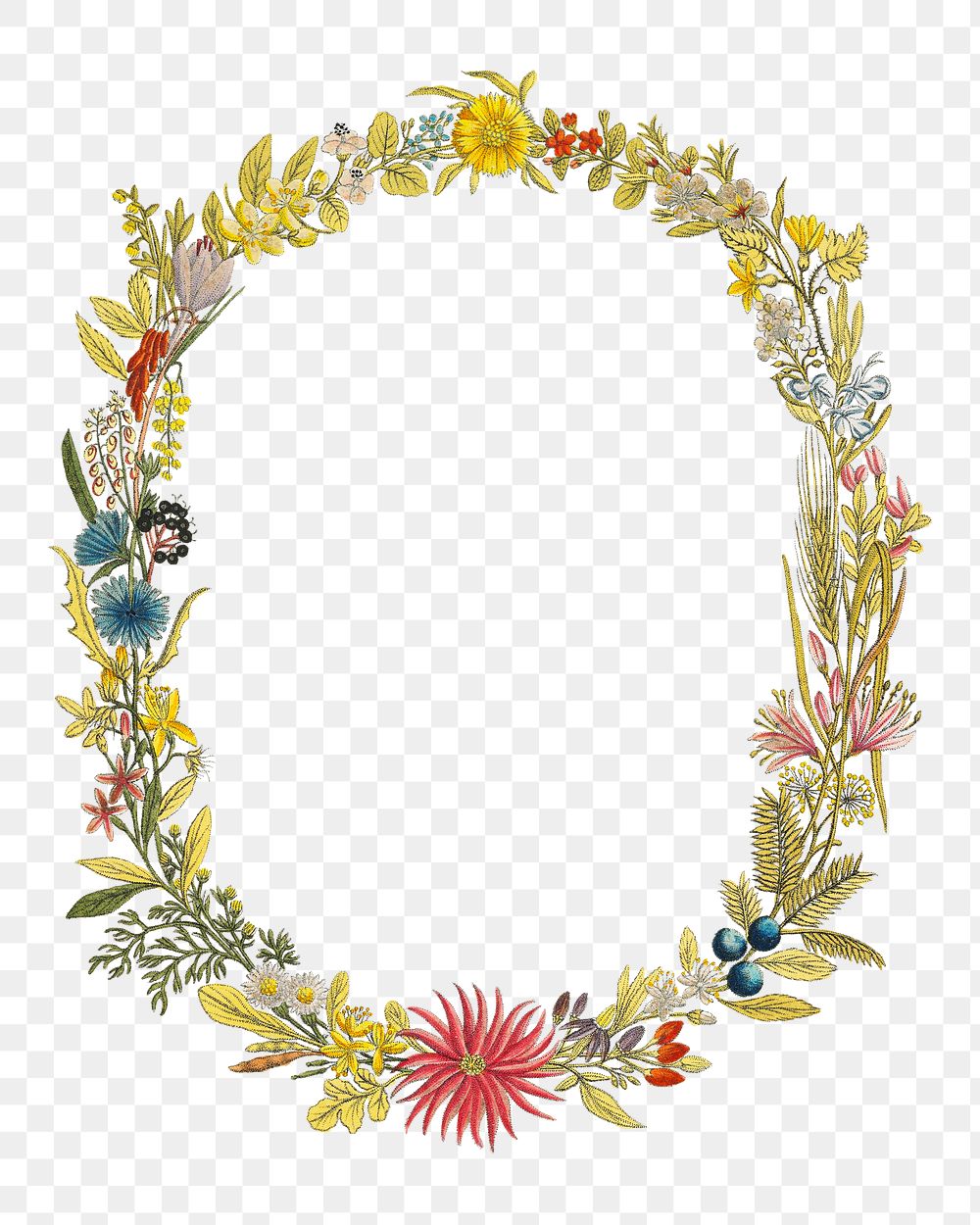 Aesthetic vintage floral frame png on transparent background. Remastered by rawpixel