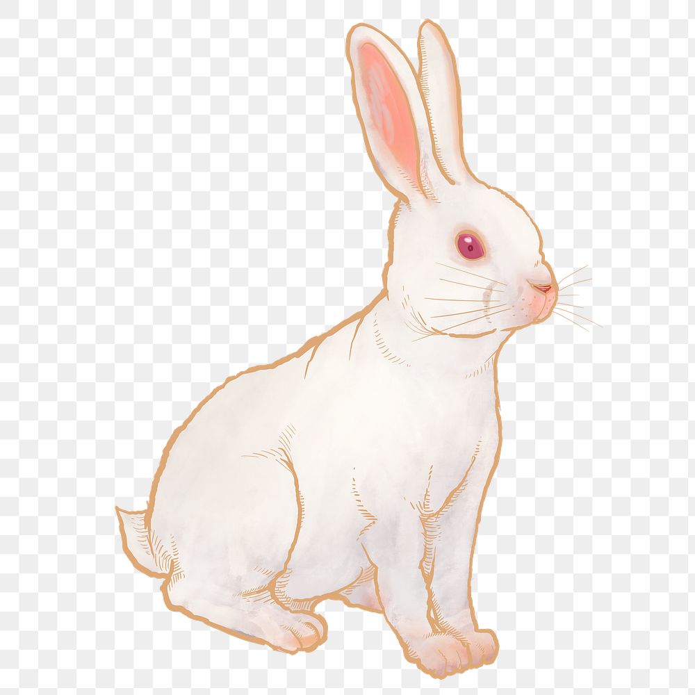 White rabbit png sticker, Easter celebration animal illustration, transparent background