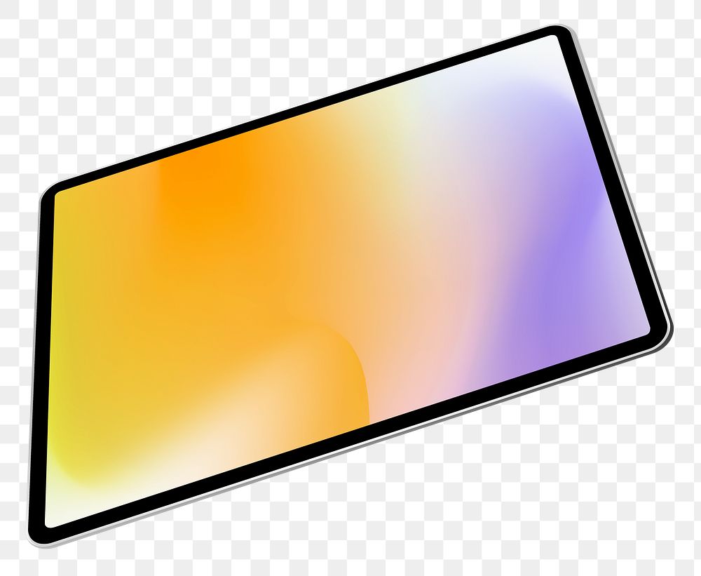 Tablet png gradient screen sticker, transparent background