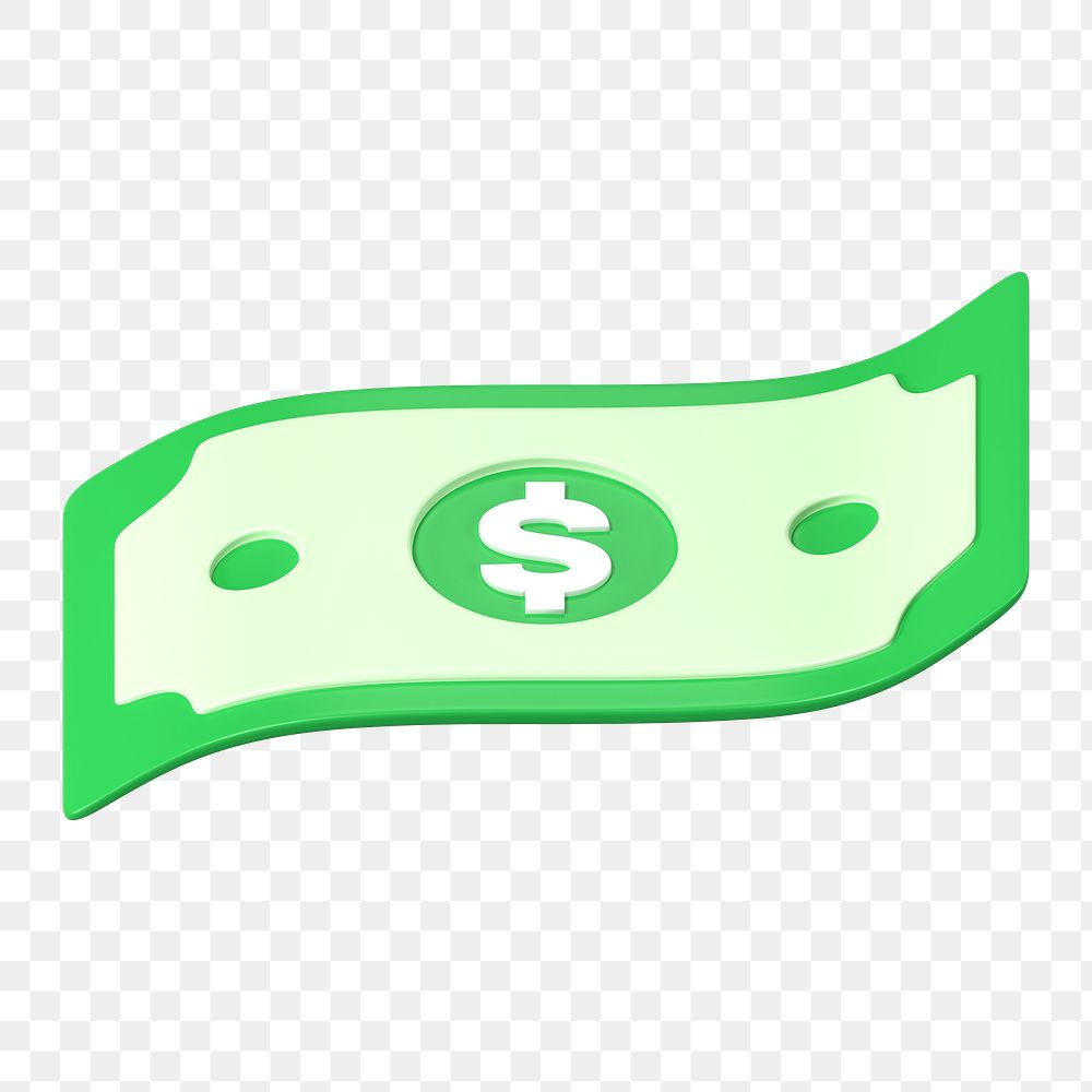 3D dollar png bill, money clipart, financial business on transparent background