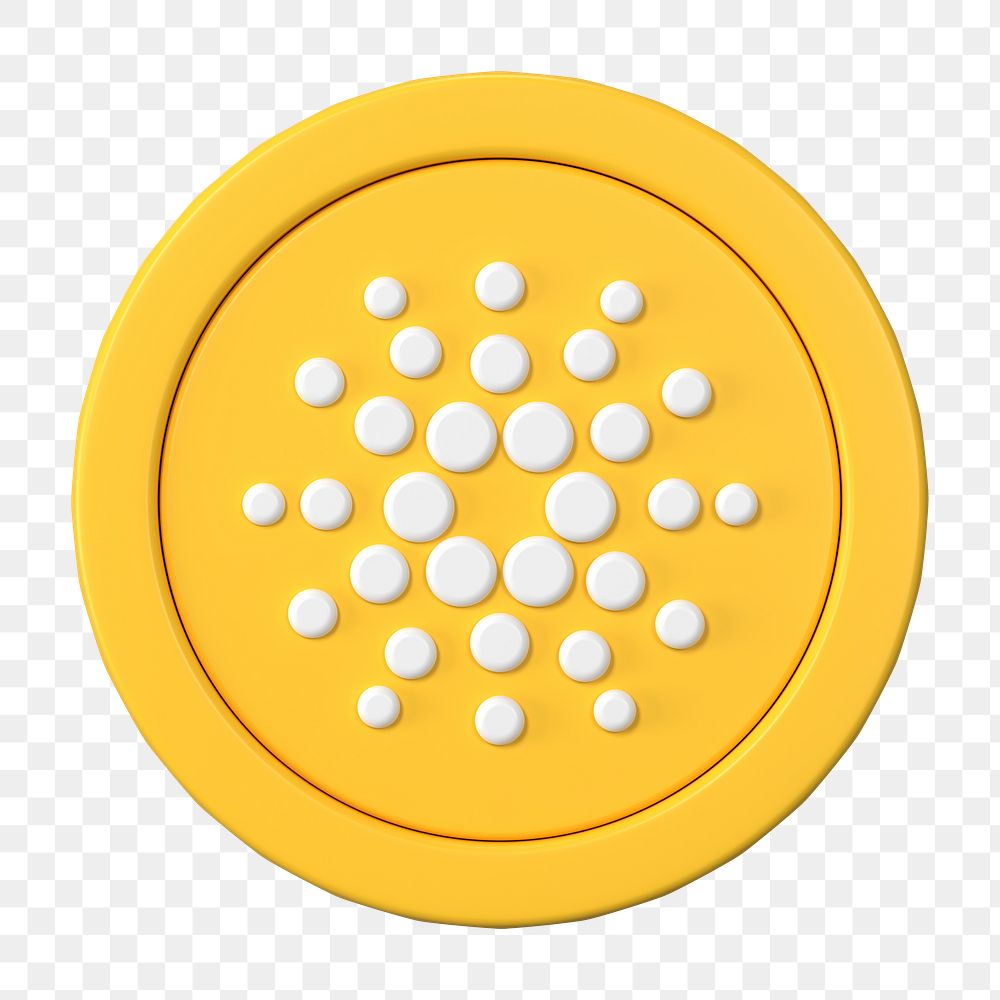 3D Cardano png, ADA blockchain cryptocurrency icon, open-source finance