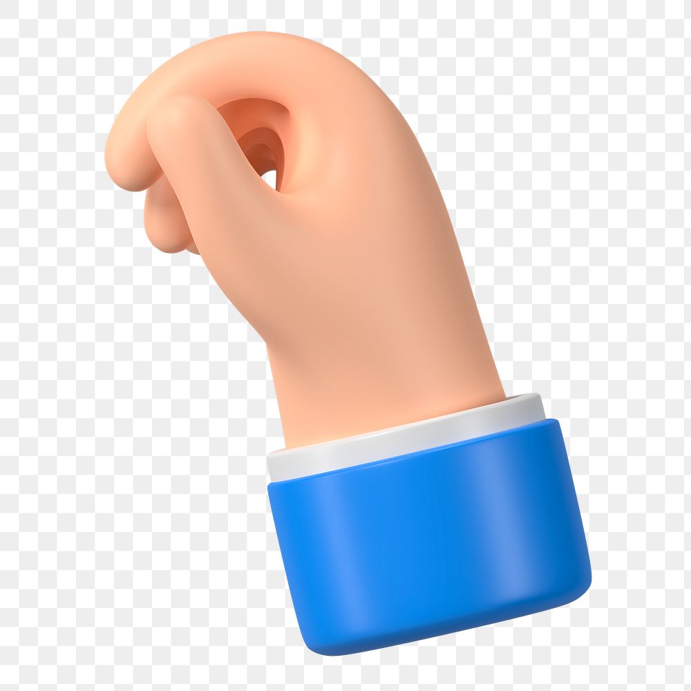 3D hand gesture png sticker, business illustration, transparent background