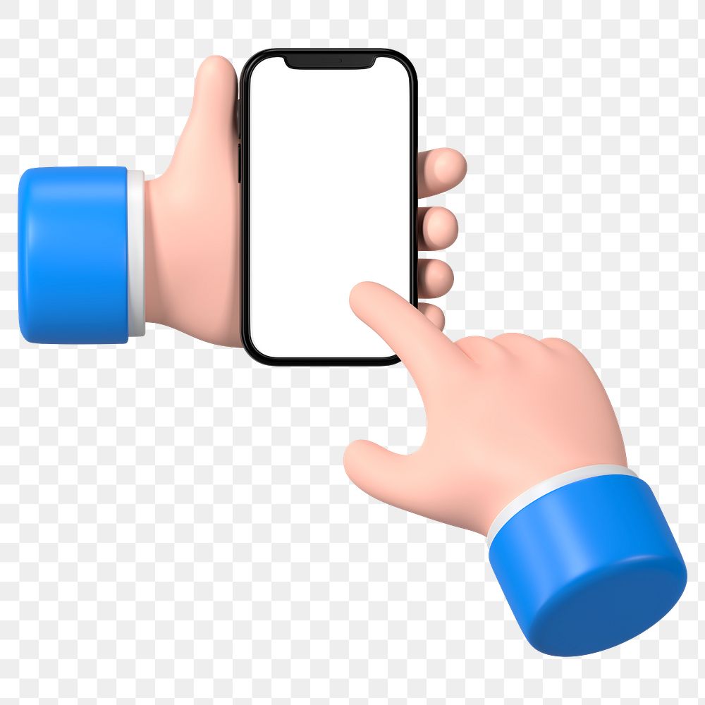 Hand using smartphone png, 3D clipart, marketing business digital device graphic