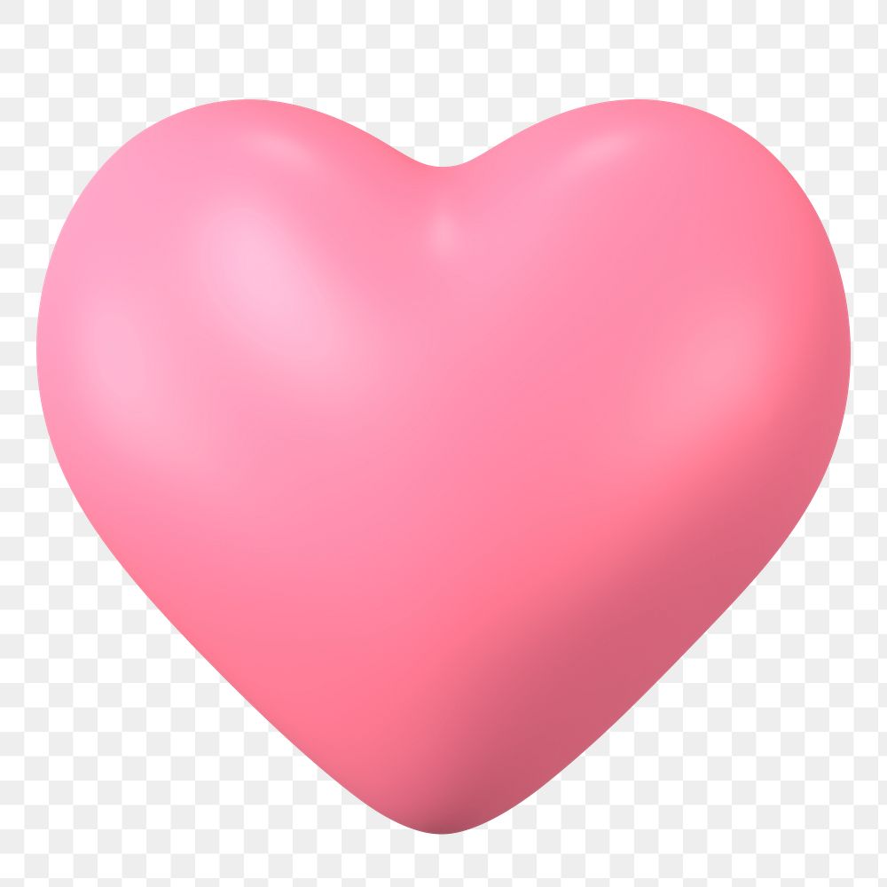 Heart shape png 3D sticker, love, pink Valentine's day graphic