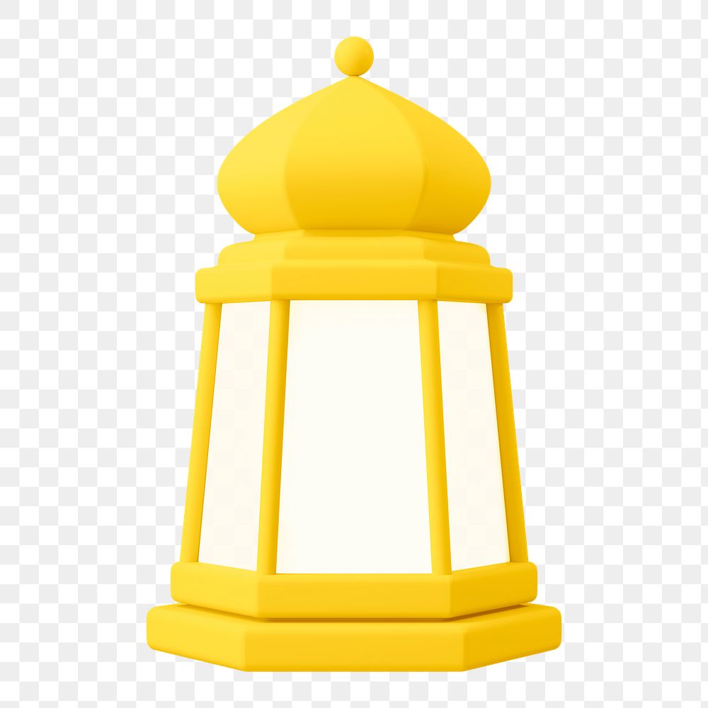 Gold lantern png 3D sticker, Ramadan symbol illustration on transparent background