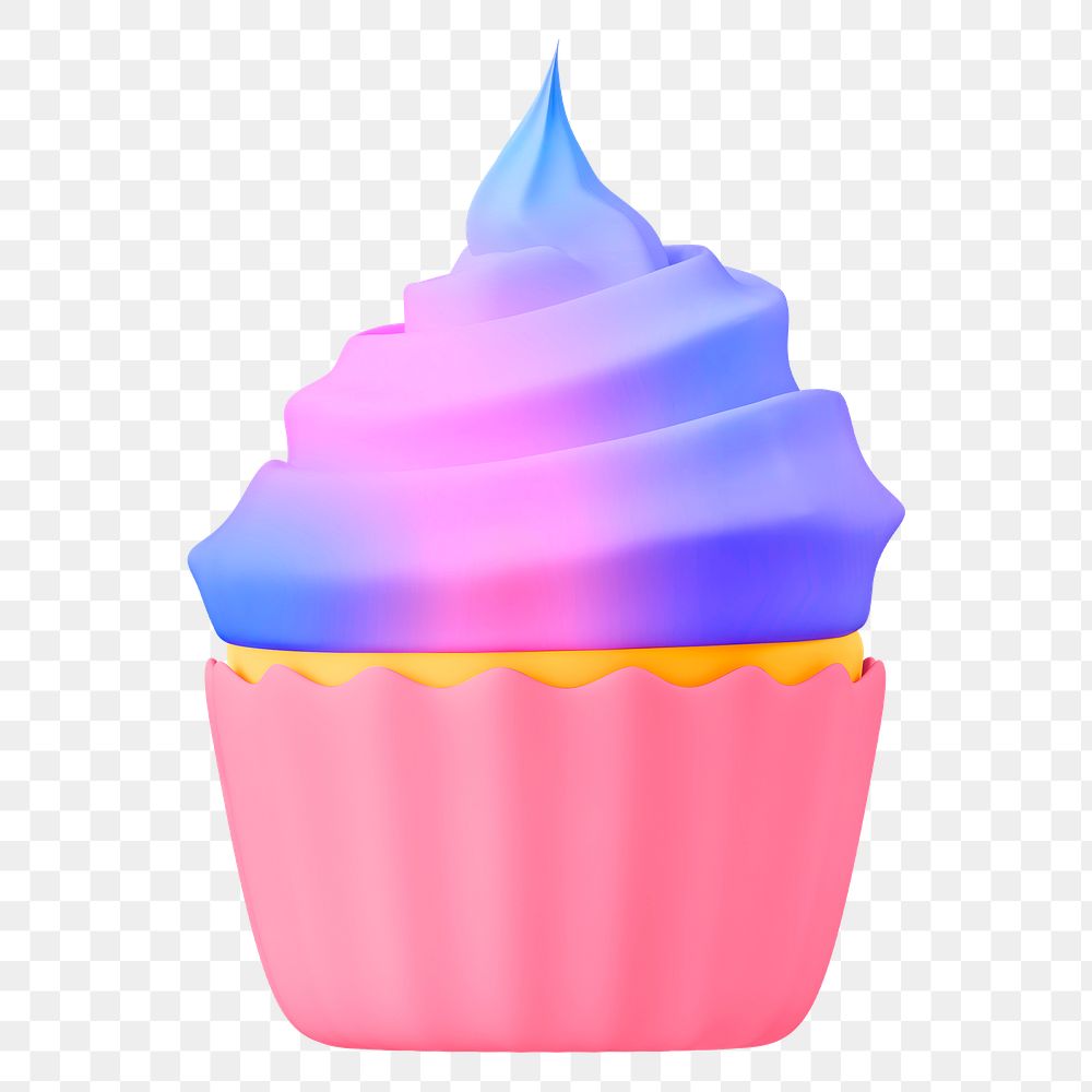 Cute cupcake png 3D sticker, transparent background