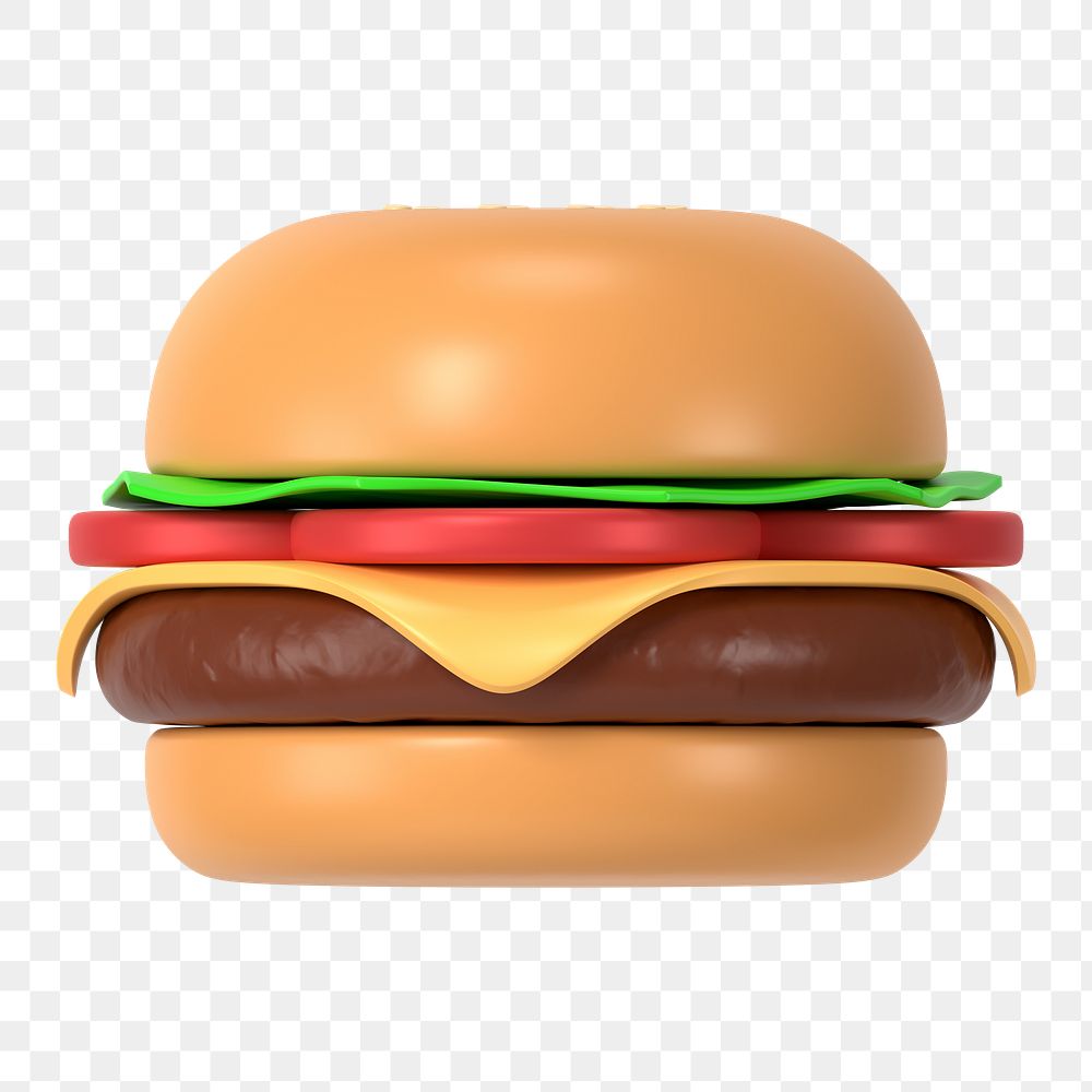 Hamburger sticker png, 3d food clipart on transparent background