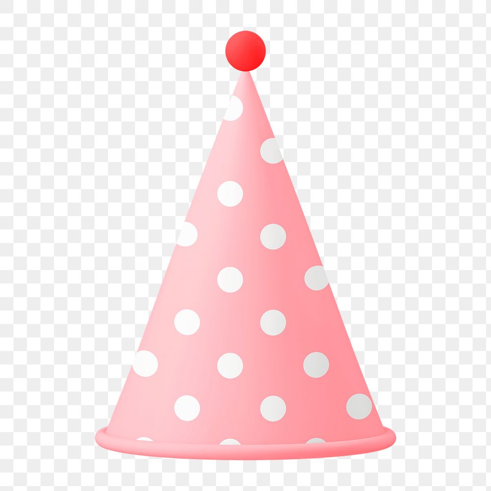 Party hat sticker png, 3d birthday graphic, transparent background