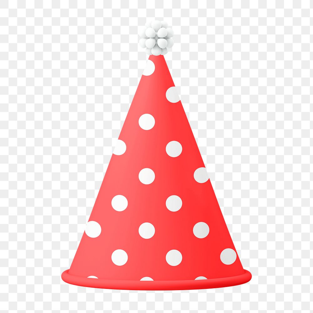 Party hat sticker png, 3d birthday graphic, transparent background