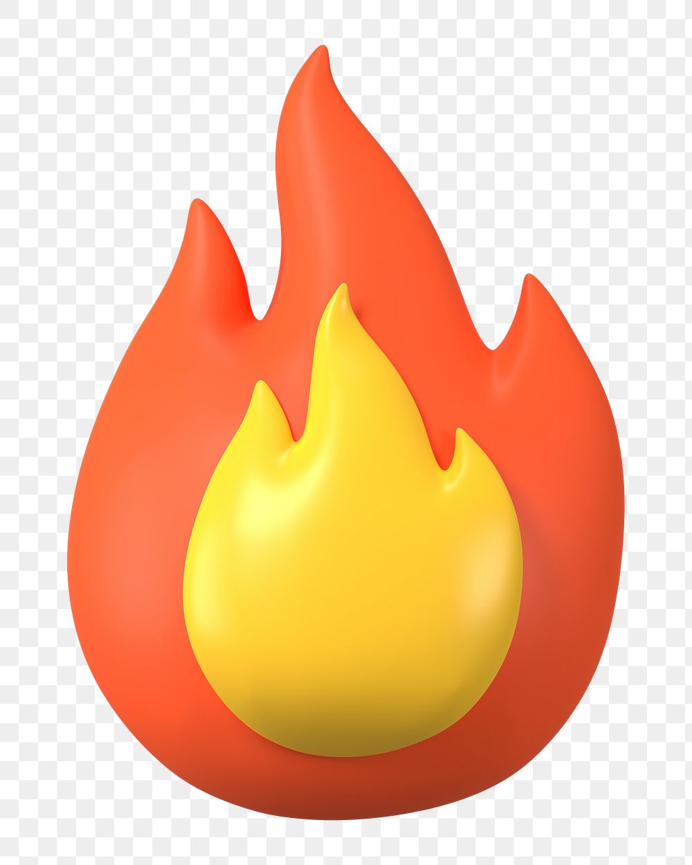 Orange flame png clipart, 3D icon illustration on transparent background