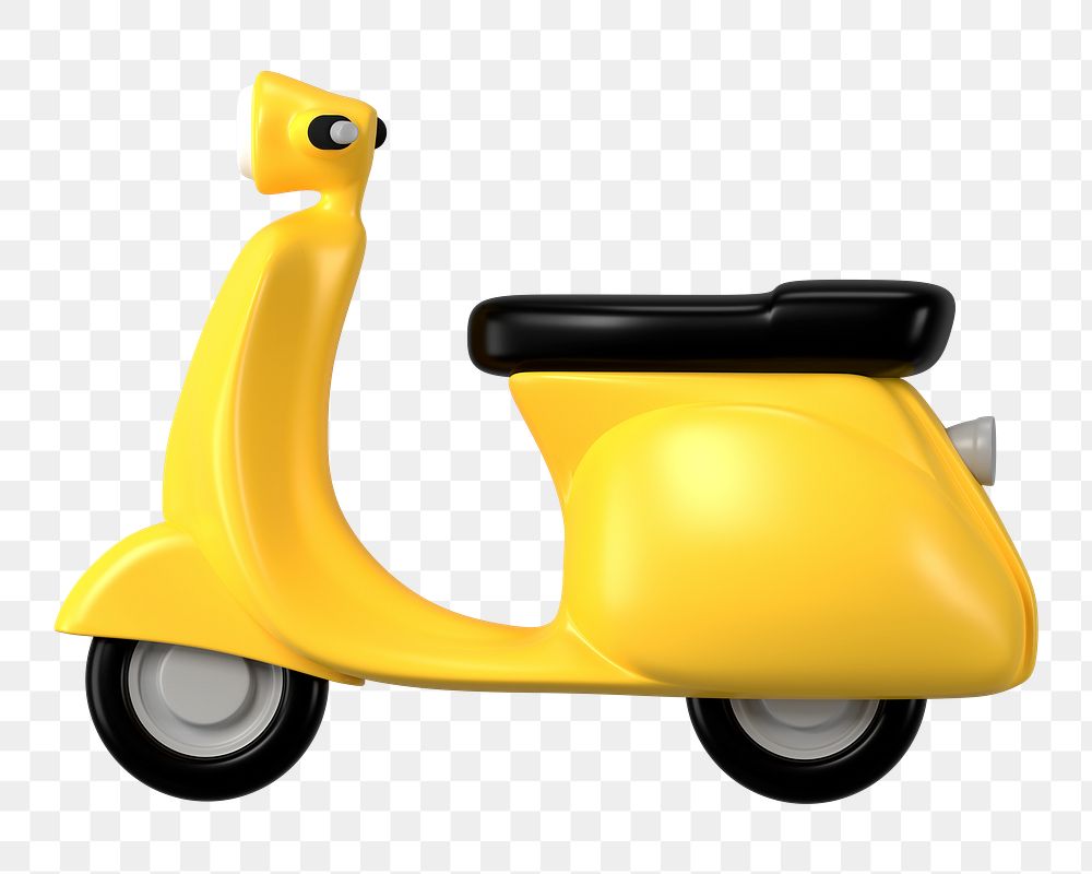 Yellow motorcycle png, 3D EV vehicle illustration on transparent background