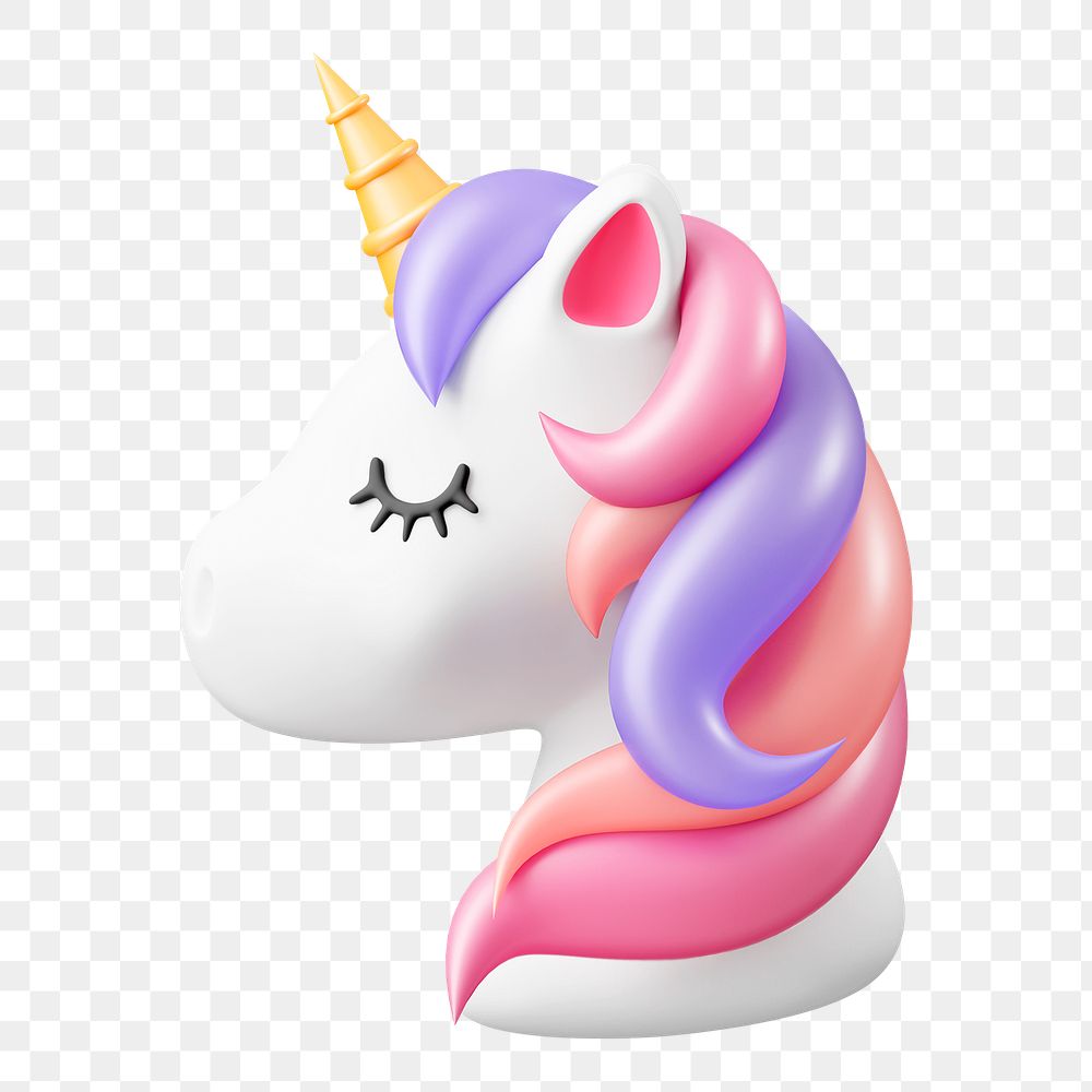 3D unicorn png sticker, cute magical creature illustration on transparent background