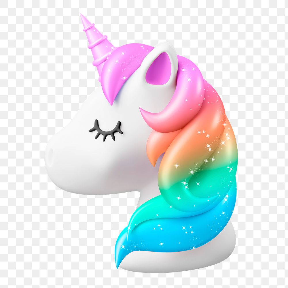 3D unicorn png sticker, cute magical creature illustration on transparent background