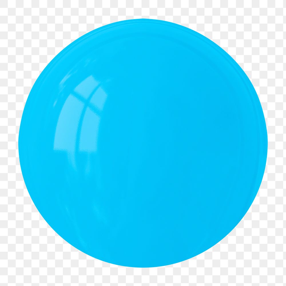 Blue ball png sticker, aesthetic 3D cartoon transparent background