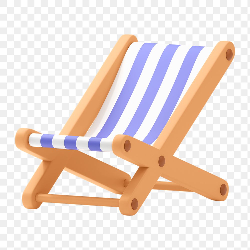 Beach chair  png sticker, summer 3D cartoon transparent background