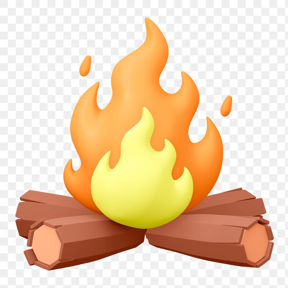 Bonfire png sticker, cute 3D cartoon transparent background