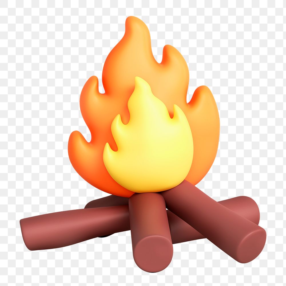 Bonfire png sticker, aesthetic 3D cartoon transparent background