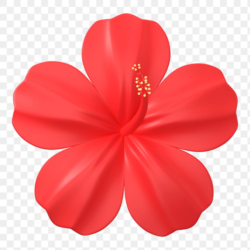 Red flower png sticker, botanical 3D cartoon transparent background