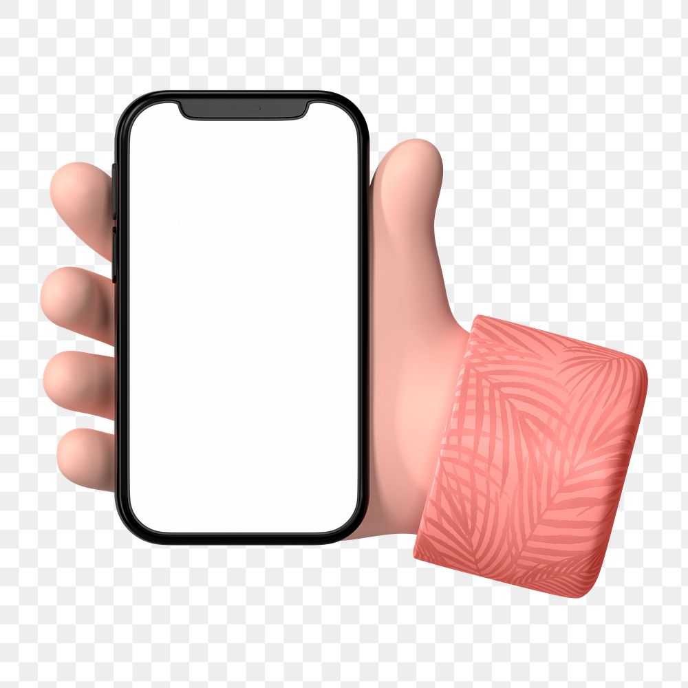 Phone screen png sticker, 3D cartoon transparent background