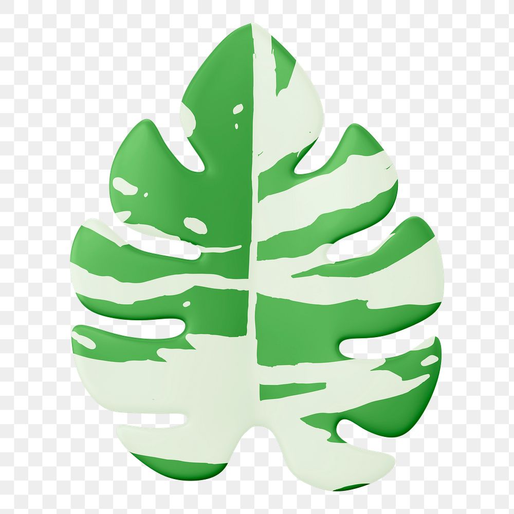 Palm leaf png sticker, botanical 3D cartoon transparent background
