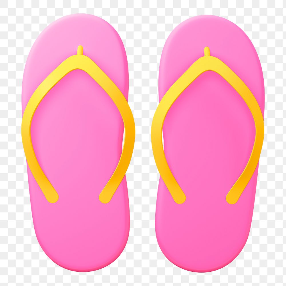 Flip flop png sticker, shoes 3D cartoon transparent background